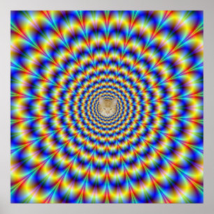 Psykedelisk puls i blått och Gult Poster