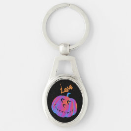 Psykedelisk Pumpkin Heart-Nyckelring Ovalt Silverfärgad Nyckelring