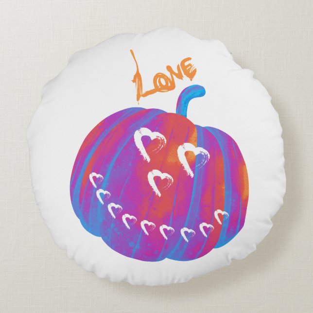 Psykedelisk Pumpkin Heart round-kudde Rund Kudde (Baksidan)