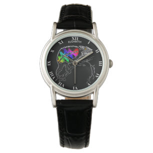 Psykedelisk Rainbow Abstrakt Chameleon på Gren Armbandsur