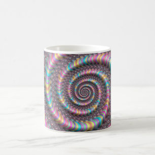 Psykedelisk Rainbow Unicorn Funky Nautilus Fractal Kaffemugg