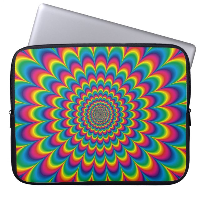 Psykedelisk regnbågsabstrakt utformning laptop sleeve (Framsidan)