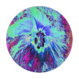 Psykedelisk Retro-Grönt och Blue Hibiscus Flower