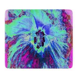 Psykedelisk Retro-Grönt och Blue Hibiscus Flower