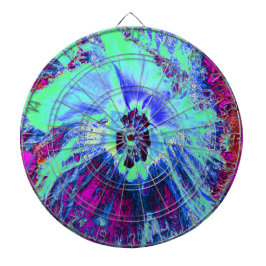 Psykedelisk Retro-Grönt och Blue Hibiscus Flower Darttavla