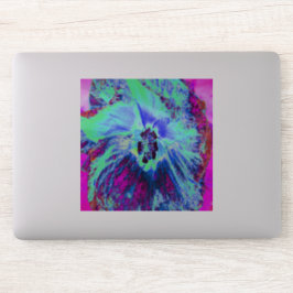 Psykedelisk Retro-Grönt och Blue Hibiscus Flower Klistermärken