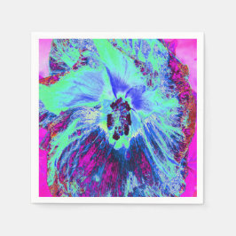 Psykedelisk Retro-Grönt och Blue Hibiscus Flower Pappersservett