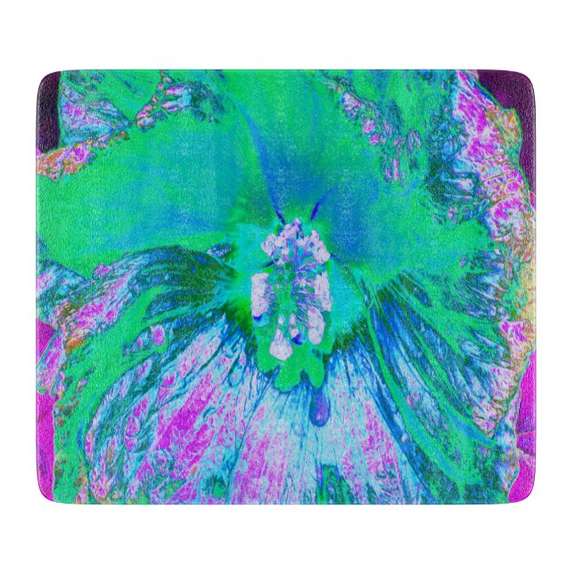 Psykedelisk Retro-Grönt och Shock rosa Hibiscus (Framsidan)