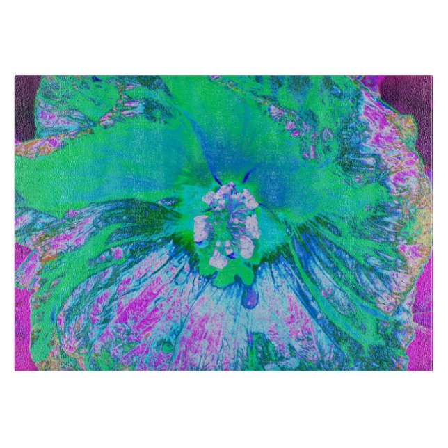 Psykedelisk Retro-Grönt och Shock rosa Hibiscus (Framsidan)