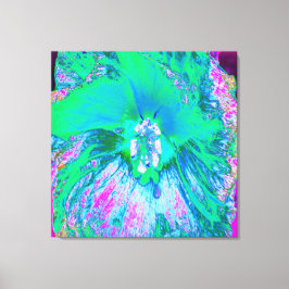 Psykedelisk Retro-Grönt och Shock rosa Hibiscus Canvastryck