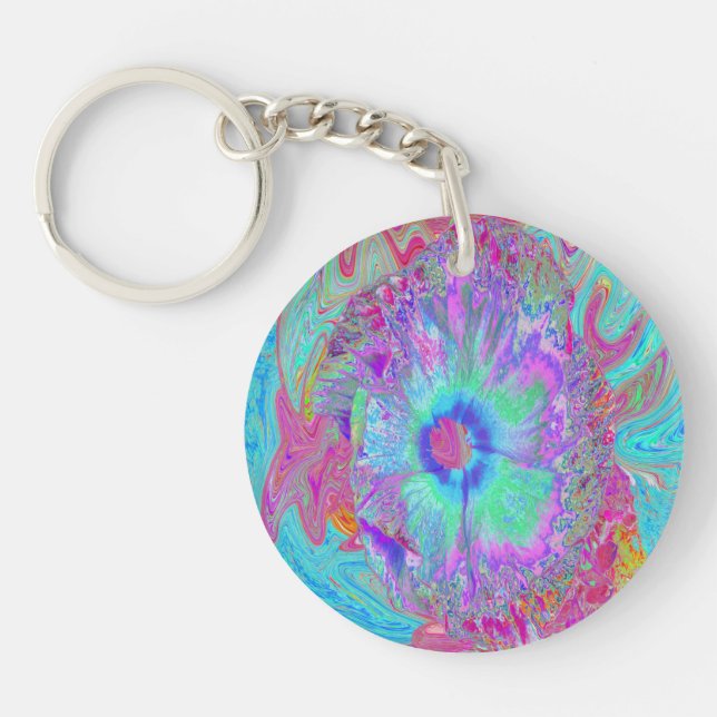 Psykedelisk retro Rainbow Blue Hibiscus (Framsidan)