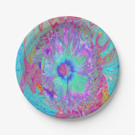 Psykedelisk retro Rainbow Blue Hibiscus