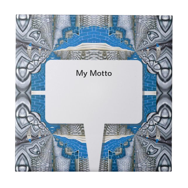 Psykedelisk Roligt Fractal Mönster & Text Kakelplatta (Framsidan)