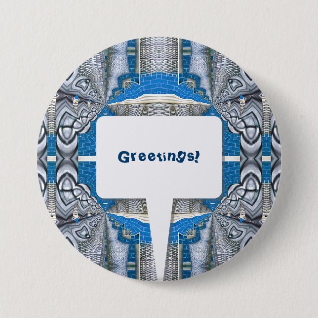 Psykedelisk Roligt Fractal Mönster & Text Knapp (Framsida)