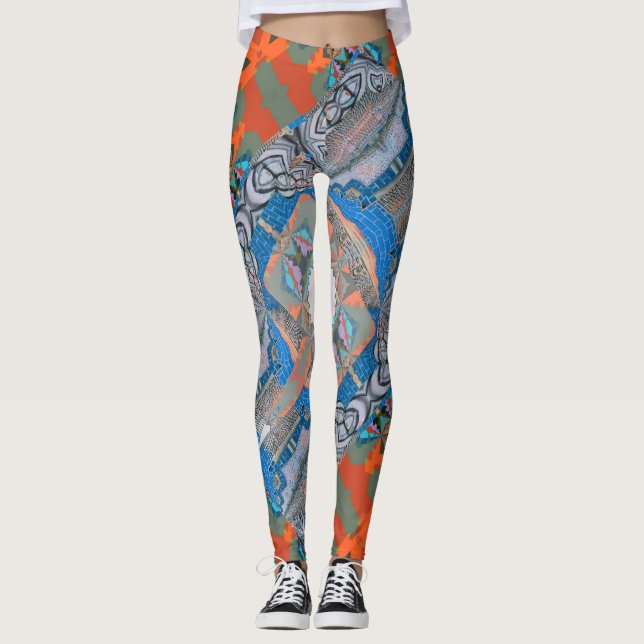 Psykedelisk Roligt Fractal Mönster & Text Leggings (Framsida)