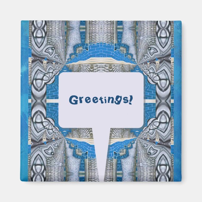 Psykedelisk Roligt Fractal Mönster & Text Magnet (Framsidan)