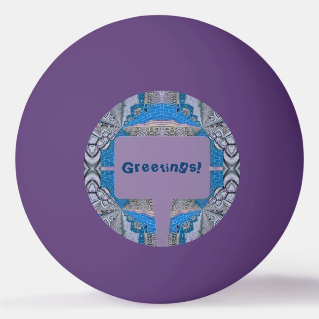 Psykedelisk Roligt Fractal Mönster & Text Pingisboll (Framsidan)