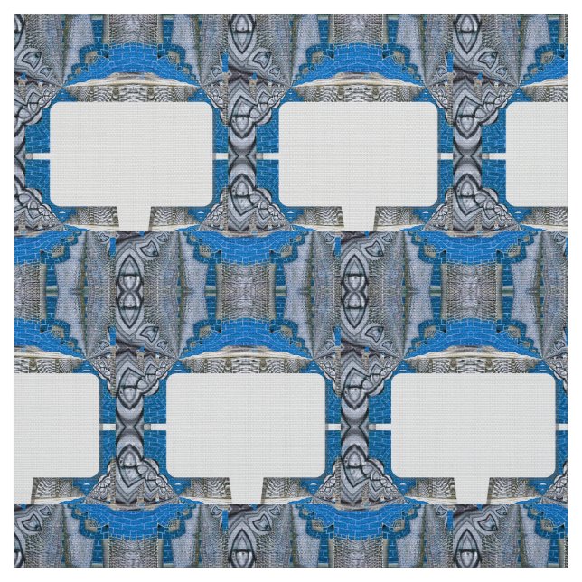 Psykedelisk Roligt Fractal Mönster & Text Tyg (Provkarta)