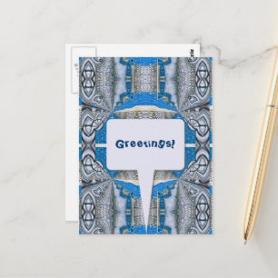 Psykedelisk Roligt Fractal Mönster & Text Vykort