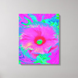 Psykedelisk Rosa och Red Hibiscus Flower Canvastryck