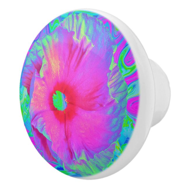 Psykedelisk Rosa och Red Hibiscus Flower Knopp (Höger)