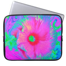 Psykedelisk Rosa och Red Hibiscus Flower Laptop Fodral