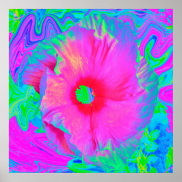 Psykedelisk Rosa och Red Hibiscus Flower Poster