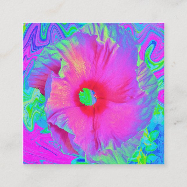 Psykedelisk Rosa och Red Hibiscus Flower Rabattkort (Framsida)