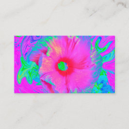 Psykedelisk Rosa och Red Hibiscus Flower Visitkort