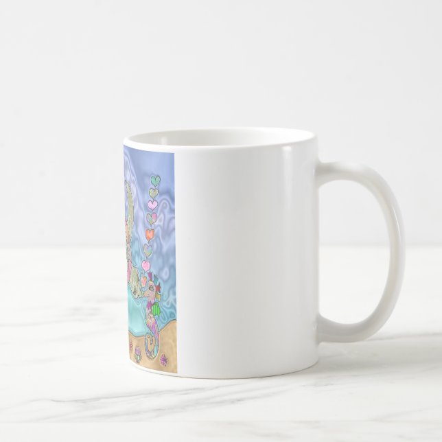 Psykedelisk Sea Turtle Seahorse Art Kaffemugg (Höger)