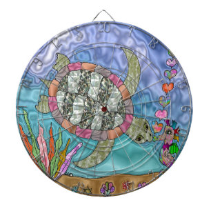Psykedelisk Sea Turtle Seahorse Art Piltavla
