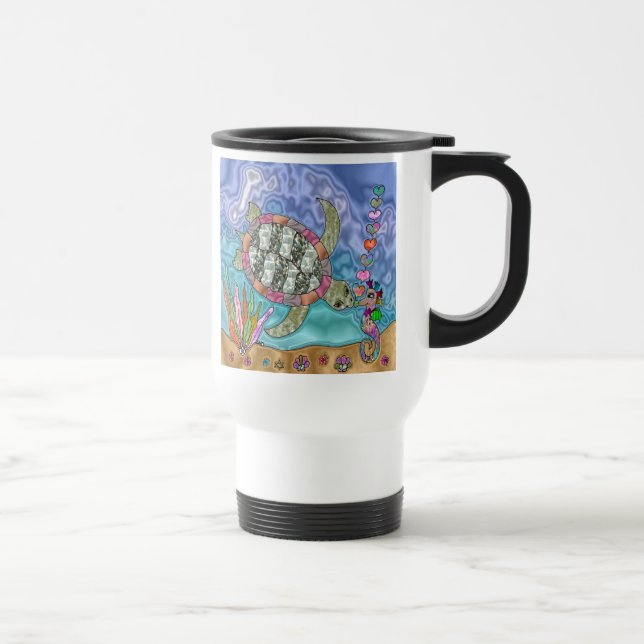 Psykedelisk Sea Turtle Seahorse Art Resemugg (Höger)