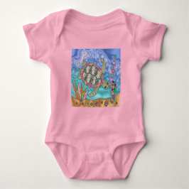 Psykedelisk Sea Turtle Seahorse Art T Shirt