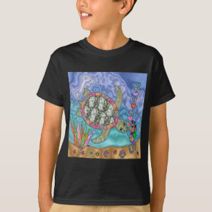 Psykedelisk Sea Turtle Seahorse Art Tee