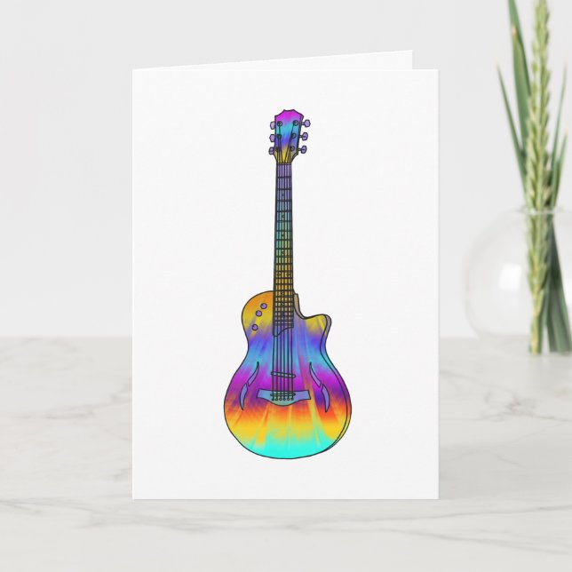 Psykedelisk semi Acoustic Guitar Funky Music Art Kort (Framsida)