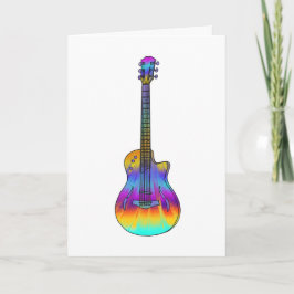Psykedelisk semi Acoustic Guitar Funky Music Art Kort