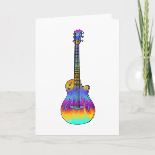 Psykedelisk semi Acoustic Guitar Funky Music Art Kort