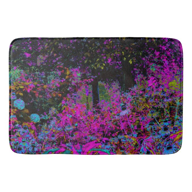 Psykedelisk Shock rosa och Black Garden Sunrise Badrumsmatta (Framsidan)