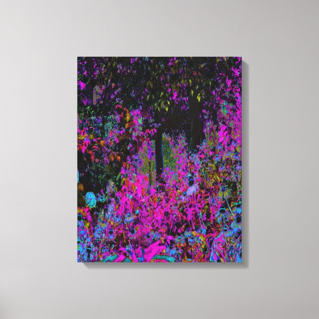 Psykedelisk Shock rosa och Black Garden Sunrise Canvastryck (Framsida)