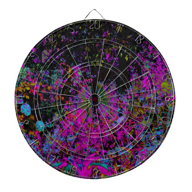 Psykedelisk Shock rosa och Black Garden Sunrise Darttavla (Framsidan)