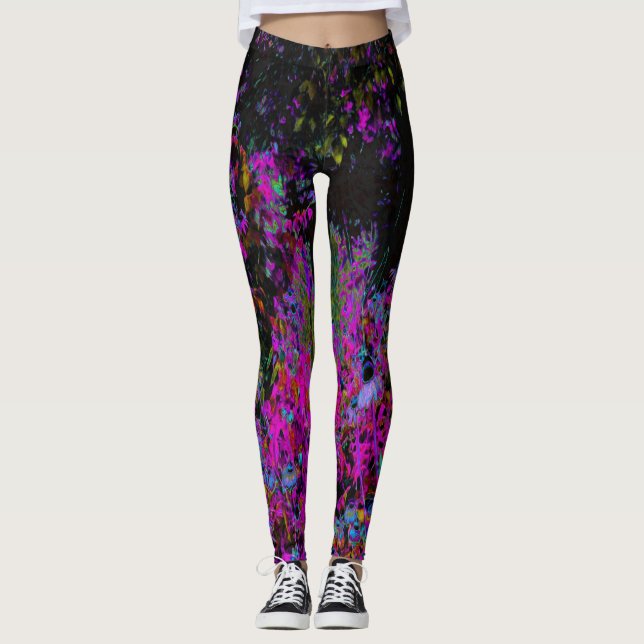 Psykedelisk Shock rosa och Black Garden Sunrise Leggings (Framsida)