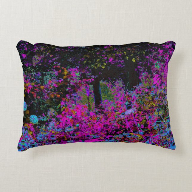 Psykedelisk Shock rosa och Black Garden Sunrise Prydnadskudde (Framsidan)