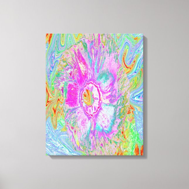 Psykedelisk Shock rosa och Ultra-Violet Hibiscus Canvastryck (Framsida)