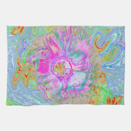 Psykedelisk Shock rosa och Ultra-Violet Hibiscus Kökshandduk
