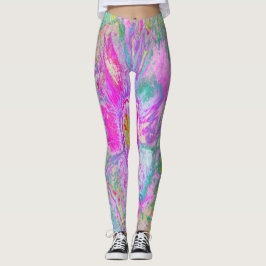 Psykedelisk Shock rosa och Ultra-Violet Hibiscus Leggings
