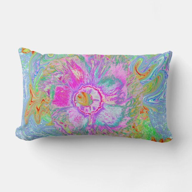 Psykedelisk Shock rosa och Ultra-Violet Hibiscus Lumbarkudde (Framsida)