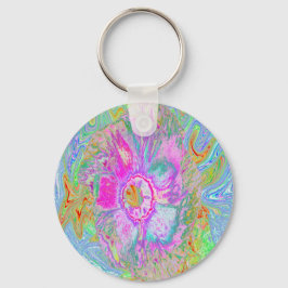 Psykedelisk Shock rosa och Ultra-Violet Hibiscus Nyckelring