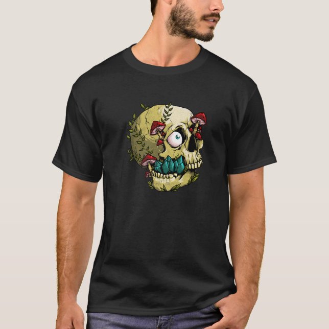Psykedelisk Skull Psilocybin MushRumskeleton Fo T Shirt (Framsida)