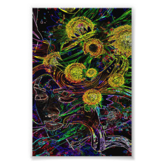 Psykedelisk solroskonst - Vintage Birthday Gift Fototryck