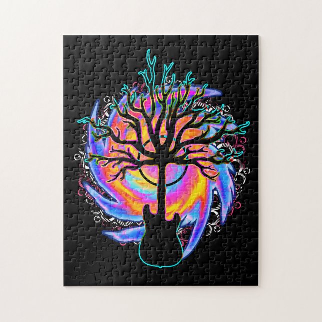 "Psykedelisk Sonic Cyclone" surreal gitarr konst Pussel (Vertikal)